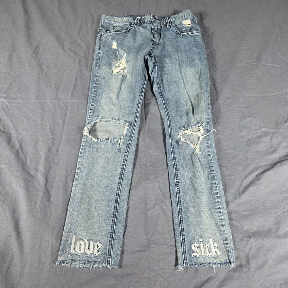 Broken Promises "Love Sick" Jeans Ultra Slim Stretch Men's Unisex Sz 32